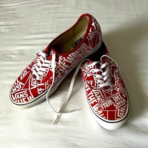 Mens size 10 Red Logo Print Vans Classics